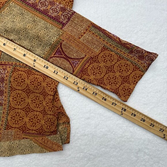 VTG Isabella Bird 100% Silk Popover Top Patchwork Print Boho Retro Size Medium - Picture 10 of 10